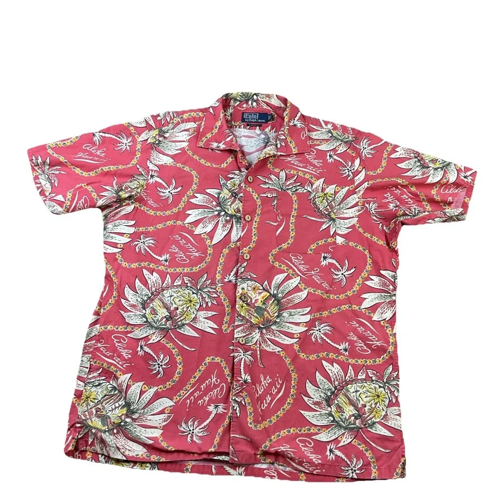Vintage Polo Ralph Lauren Shirt Men Sz L Aloha Hawaii Button Up 90s Classic Fit